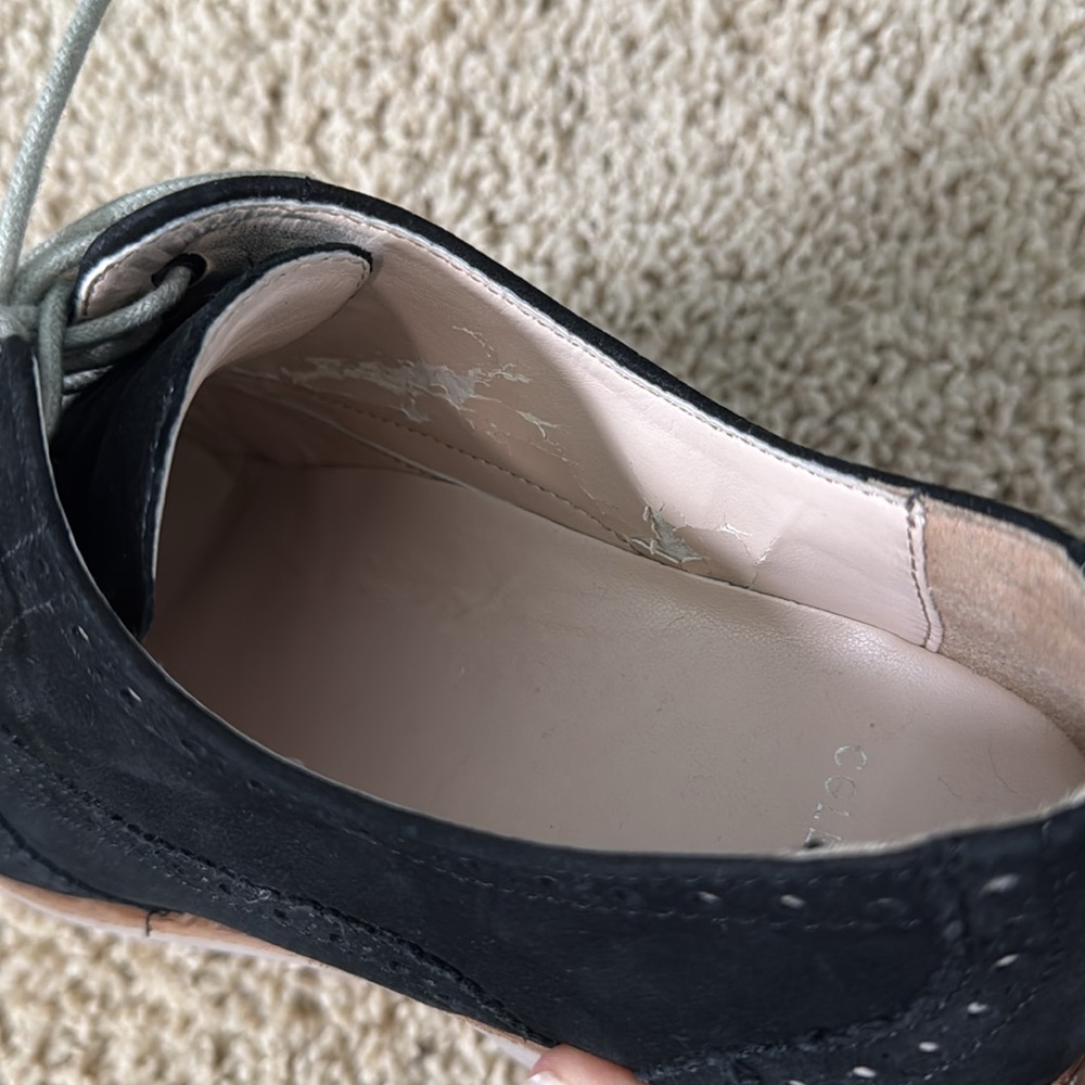 Cole Haan Black & Gray  Suede Wingtip Lace Up Oxfords Gramercy Sz 7 - Picture 10 of 12